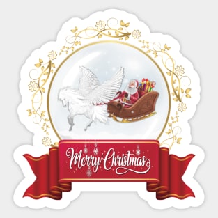 Merry Christmas Greeting. Pegasus, Helping Santa Sticker